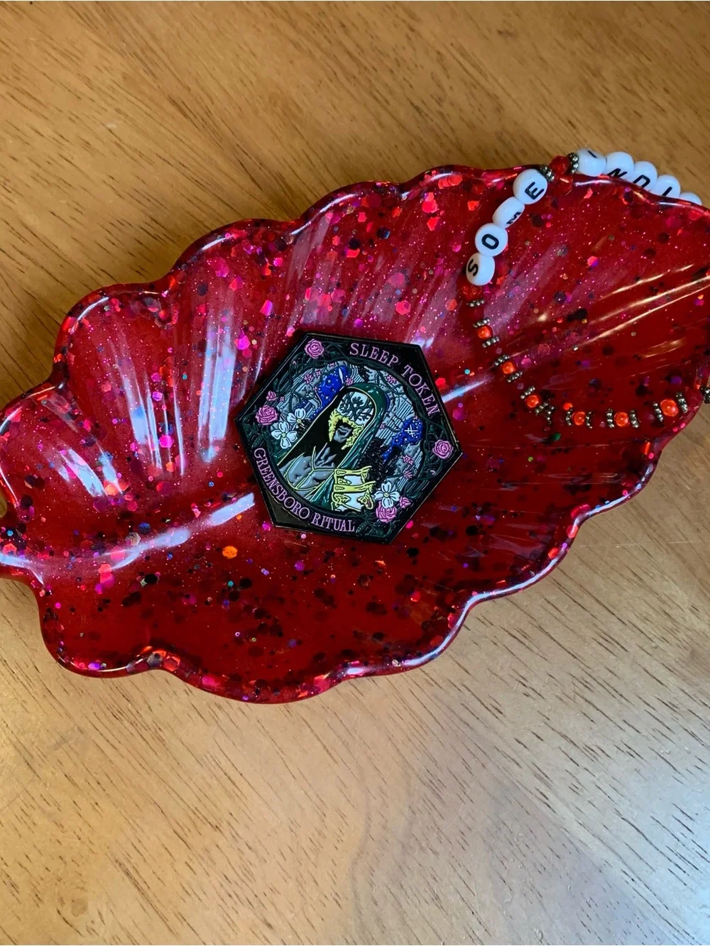 Red and Black Feather Trinket Tray